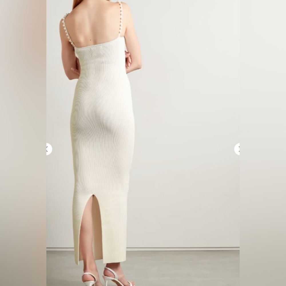 Elegant Cream Ribbed Dress from Galvan London “Thalia”
